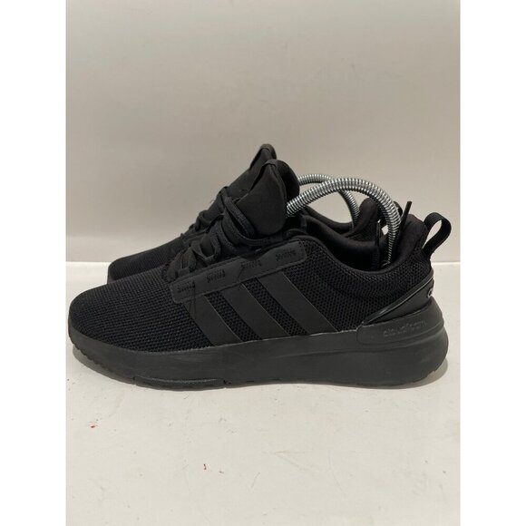 ADIDAS MENS RACER TR23 ALL BLACK RUNNING LOW TOP LACE UP SHOES SIZE 7 WOMENS 8.5 - Picture 1 of 7